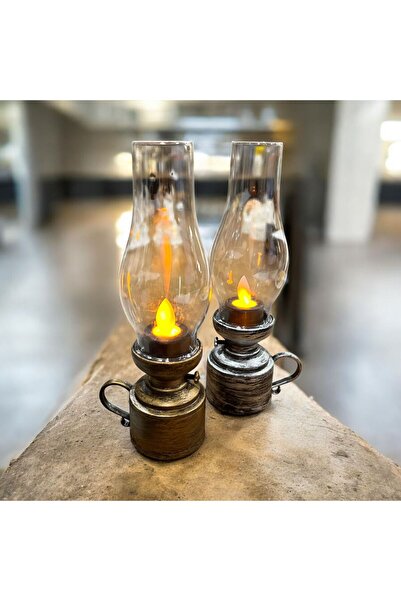 Espa LED’li 18 cm Plastik Pilli Gaz Lambası – Metalik Renklerde Dekoratif Ayd...