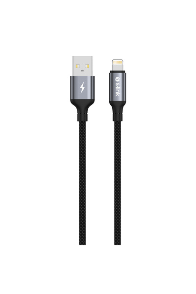 S-LINK Armor UL-01 12W 1.2m USB to Lightning PD Örgülü Metal Başlıklı Siyah H...