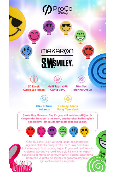 PROCO بيوتي ماكارون × إس دبليو. سمايلي ®   - فرشاة شعر مفاجئة في عبوة