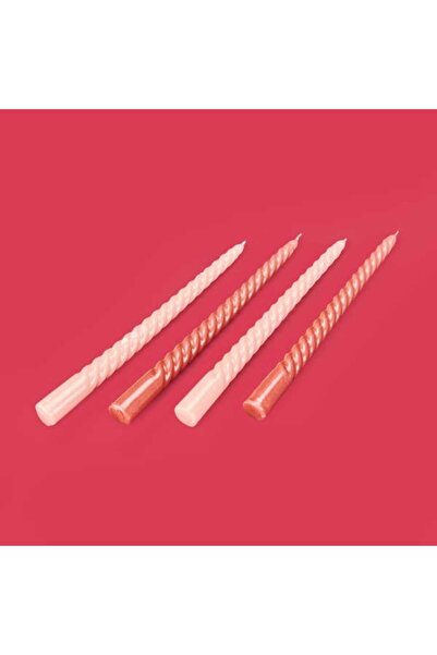 Genel Markalar 4'lü Burgu Mum - Kahverengi / Beyaz - 25 cm