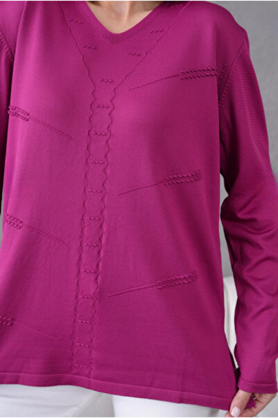 Stilmony Women's Soft Textured V-Neck Knit Sweater