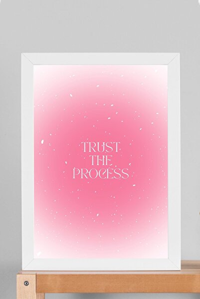 Saturn Tablou înrămatat cu textul Trust The Process Aura Energy Colors - Fiți încredere în procesul