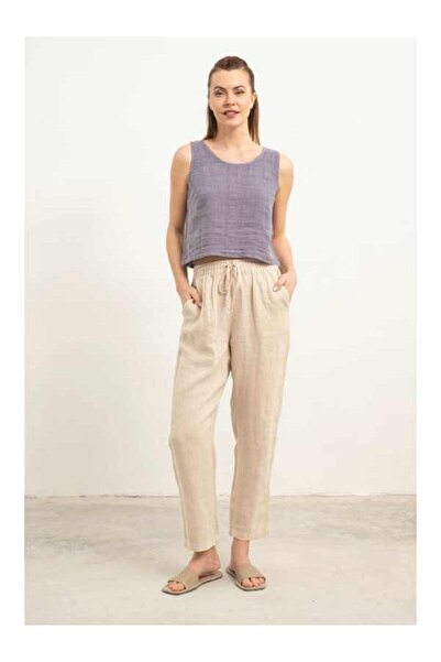 İpekçi Otantik Ham Keten Havuç Kesim Pantolon
