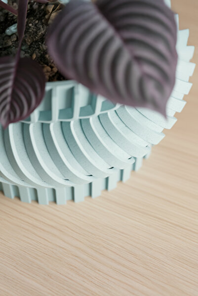 OEM Sculptural decorative flower pot – Flow Motion design, Arctic Blue color