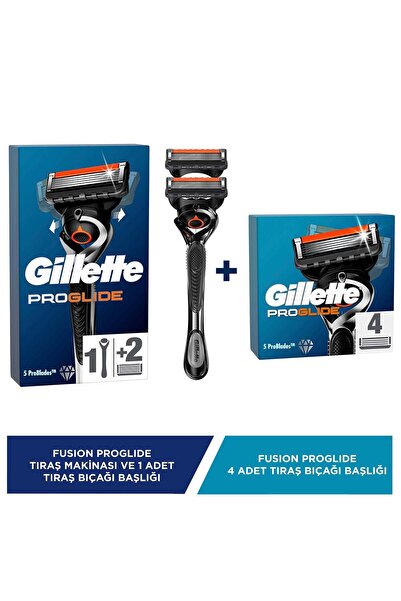 Gillette Fusion ProGlide Tıraş Makinesi + Yedek Tıraş Bıçağı Başlığı + Yedek Bıçağı Başlığı x 4