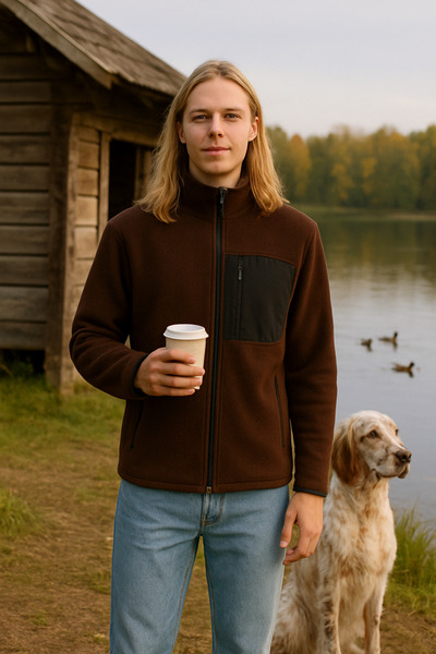 KLY Ανδρικό μπουφάν με φερμουάρ από φλις για εξωτερικούς χώρους – Ζεστό, 3 τσέπες, αθλητικό φλις με απαλή υφή (M–2XL)