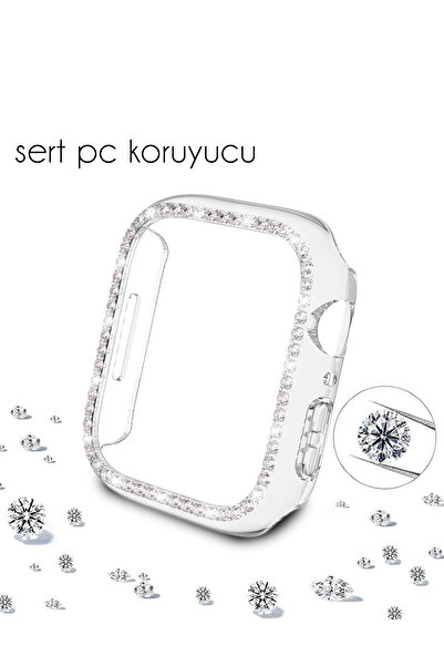 Nezih Case Apple Watch 2/3/4/5/6/7/8/9/Se 44/45 and Series 10/11 46mm Compatible Stoned Hard Pc Case Protector