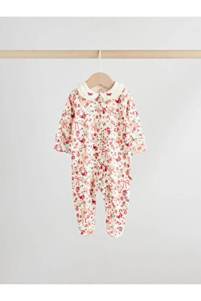 Next Baby 100% Organic Cotton Red Colored Bear Patterned Zippered 3-Piece Sleeping Bag Set Alyf34057