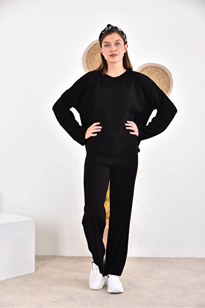 Park Karon Γυναικείο Πλεκτό Σετ με Πουλόβερ με Λαιμόκοψη Πετσετέ και Παντελόνι