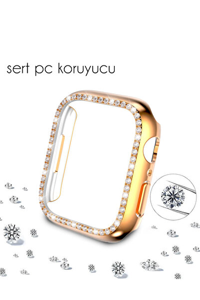 Nezih Case Apple Watch 2/3/4/5/6/7/8/9/Se 44/45 and Series 10/11 46mm Compatible Stoned Hard Pc Case Protector