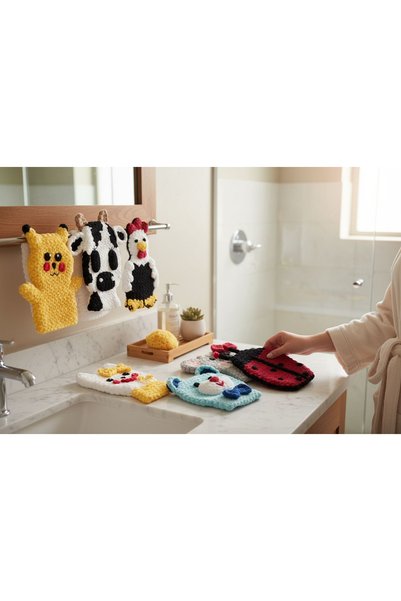 Mia Giyim Cute Koala Themed Hand Knitted Bath Washcloth