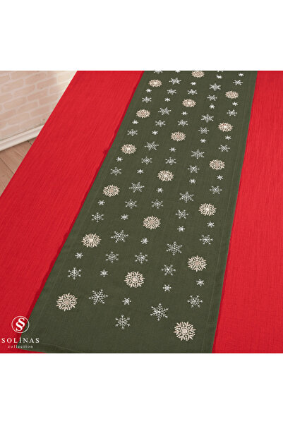 Solinas Collection Mila Gardenya Fabric 2 Piece Green Tablecloth and Embroidered Runner