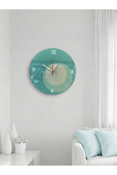 Nuvori Modern Mint Yeşil Sessiz Akar Mekanizmalı Duvar saati | 30cm