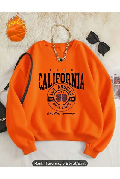 FAVORİST سترة رياضية مطبوعة بتصميم كاليفورنيا بياقة دائرية