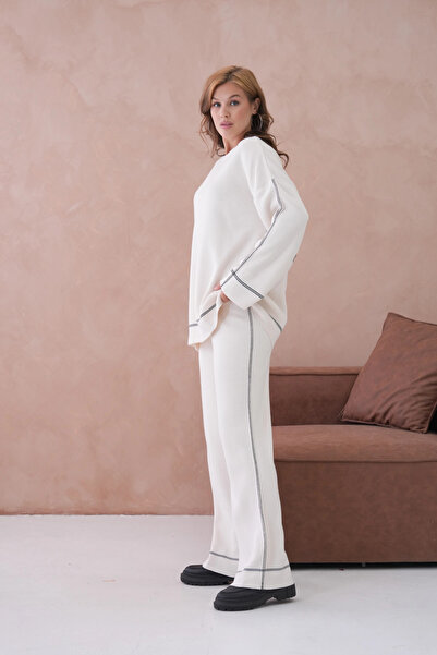 Park Karon Women's Wide Neck Sweater Pants Two-Piece Knitwear Set