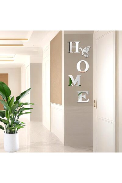 Slasa Acrylic 3D Home Sign Mirror Wall Decor with Butterfly (Silver, 5 Pcs, 5...