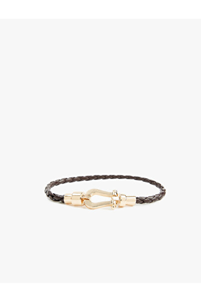 Koton Faux Leather Braided Bracelet with Metal Buckle