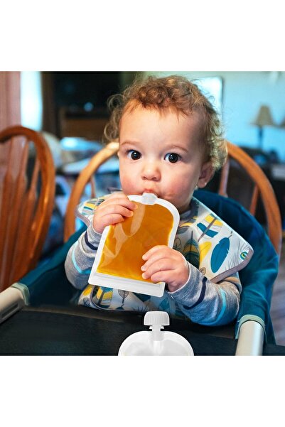 Generic Mikoz Reusable Baby Food Pouches Set - Portable Refillable with 4 Pouches (Transparent)