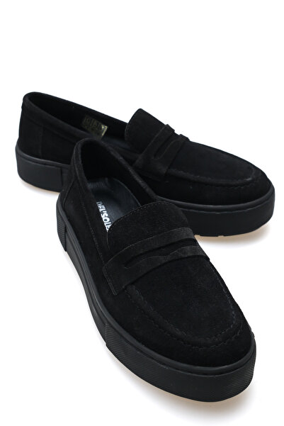 Solo Bag Del'Solera Women's Black Suede Genuine Leather Laceless Orthopedic Sneaker Daily Shoes