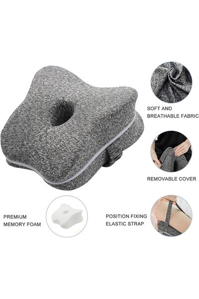 JZS Leg Knee Pillow Memory Foam Support for Side Sleepers with Strap