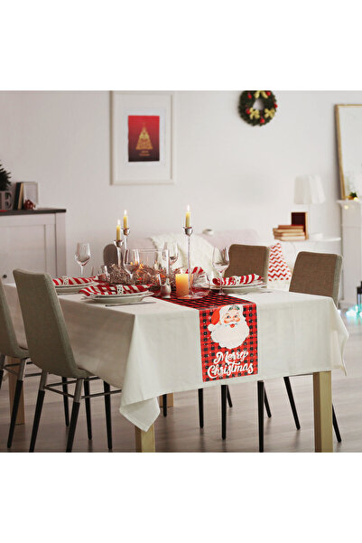 CED AUTO TRADE Decorative table runner – Santa Claus pattern and "Merry Christmas" inscription – 183 x 33 cm – ro