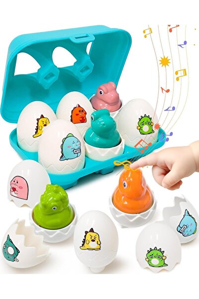 XICEN لعبة تعليمية لمطابقة البيض لمرحلة ما قبل المدرسة - نمط ديناصور