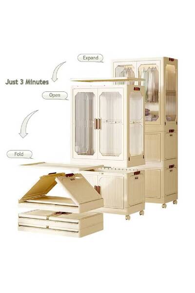 NKX Layers Stylish Multi-Functional Storage 1 Cabinet & 2 Wardrobe