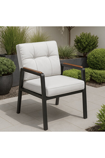 Ebticar Trendy Grey Outdoor Tea Set with Foam Cushions – 2 Chairs & 1 Table