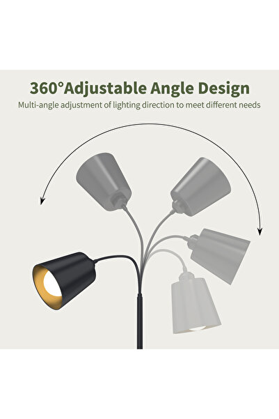 YESMAX مصباح أرضي، مصابيح قائمة بخرطوم معدني برأس دوار، مصابيح قراءة طويلة لغرفة النوم وغرفة المعيشة