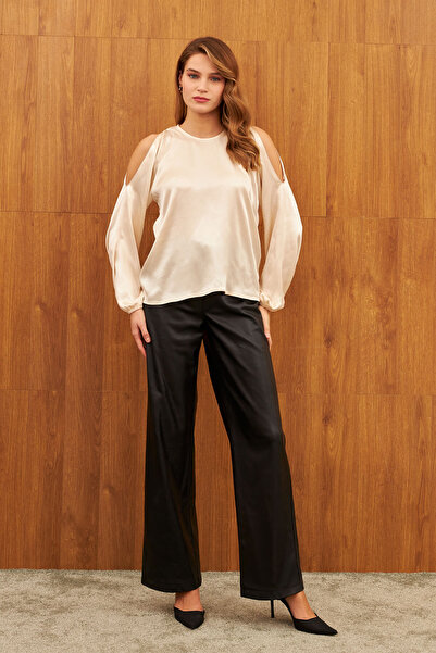 STELLA PULVIS Σατέν μπλούζα με μανίκια εκρού