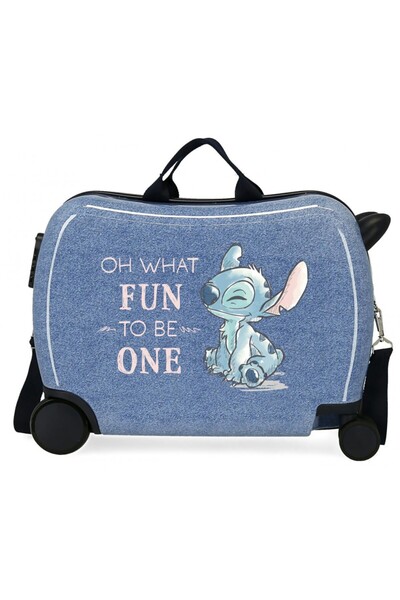 Disney Valiza copii, ride-on, Stitch Dance it out, ABS, 4 roti, albastra, 50x38x20 cm