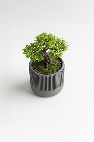 OEM Tall decorative pot with vertical design – Graphite Mist color