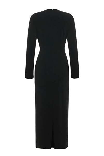 KAMEYA Asymmetric Detailed Slit Midi Dress