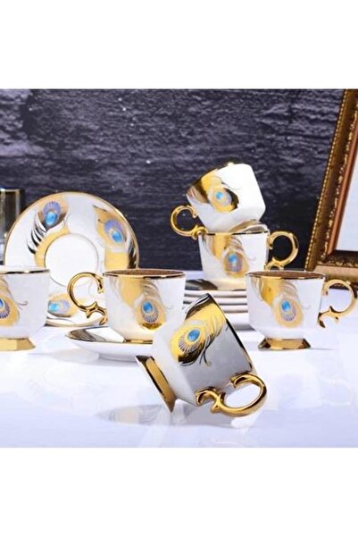 Kosova RSY-101 طقم أكواب بقاعدة 6 قطع سعة 90 سم مكعب باللون الأبيض