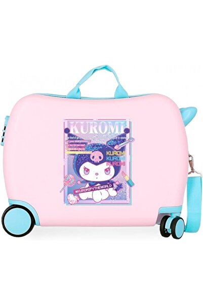 SANRIO Children's suitcase, ride-on, Kuromi Current Mood, ABS, 4 wheels, pink, 50x38x20 cm
