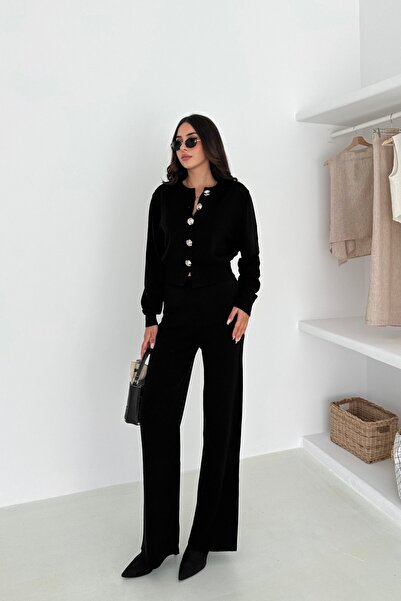 Noi Belis Rose Button Detailed Knitwear Cardigan Aw25Hi0070