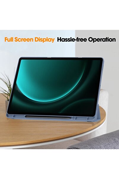SKYDDAR INNOVATION Tablet case for Samsung Galaxy Tab S9 FE Plus, Pencil holder, Flex Trifold, sticker set, Navy Blue