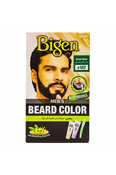 BİGEN صبغة لحية وشارب للرجال (عشبة طبيعية) خالية من الأمونيا - B102 بني أسود