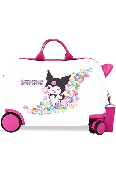 SANRIO Children's suitcase, ride-on, Kuromi Candies, ABS, 4 wheels, white-fuchsia, 45x31x20 cm