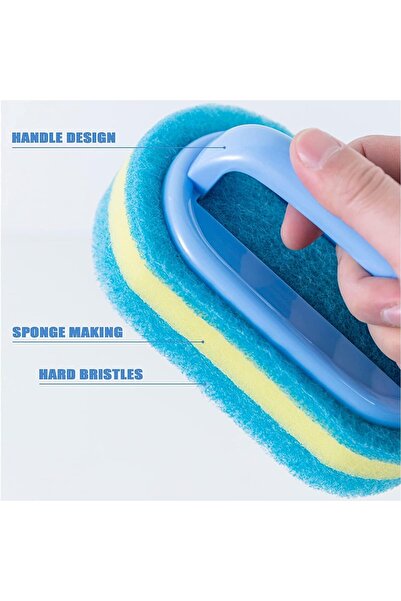 JZS Cleaning Brush for Bathroom Kitchen Bathtub Toilet Ergonomic Handle Blue