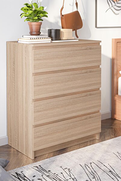 Hofga Derinkuyu 4 Çekmeceli Şifonyer Yatak Odası Bebek Odası Meşe