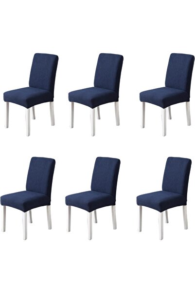 JZS Dining Chair Covers 6PCS Stretch Dark Blue