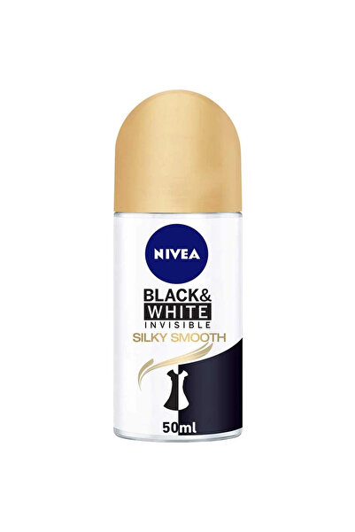 NIVEA مزيل عرق رول أون غير مرئي للأسود والأبيض حريري ناعم - 50 مل