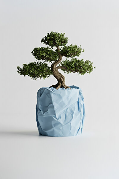 OEM Decorative pot, Crumpled Design, Arctic Blue