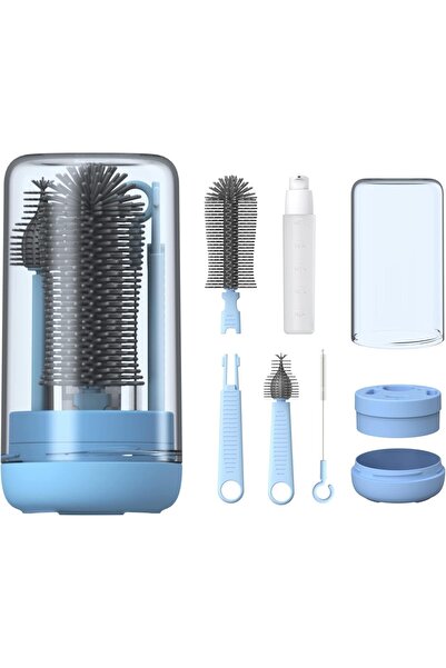 Generic مجموعة تنظيف زجاجات الرضاعة الكبيرة للسفر - فرشاة سيليكون قابلة للتمد...