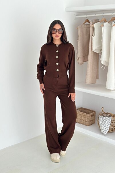 Noi Belis Πλεκτή ζακέτα με λεπτομέρεια με ροζ κουμπιά AW25HI0070