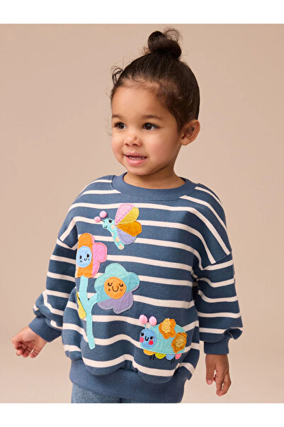 Next Baby 100% Organic Cotton Navy Blue Cartoon Character Patterned Long Sleeve 2-Piece Top and Bottom Set Alyar3391
