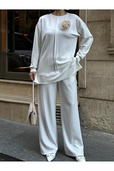 Moda İkra Guler pentru femei cu trandafiri și detaliu de deschidere laterală set