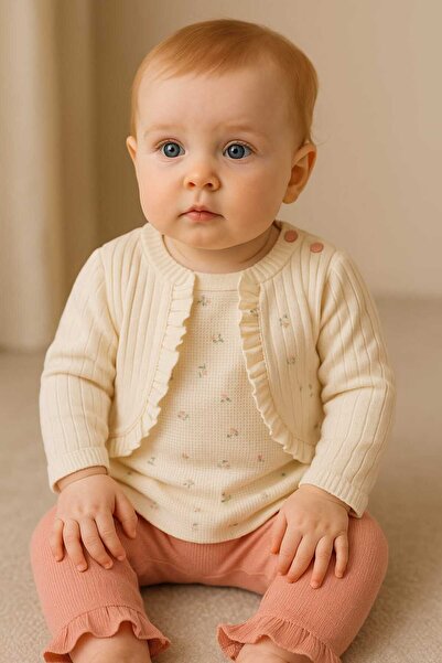 kidsense Flowers Bolero Detailed Ruffled 2-Piece Baby Girl Set