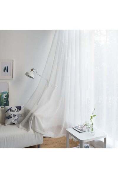 Generic 2 Panel Semi Sheer Voile Curtains White